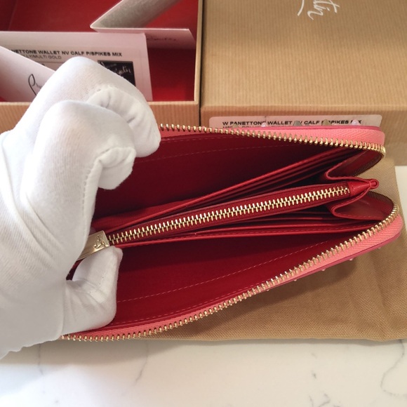 CHRISTIAN LOUBOUTIN PANETTONE WALLET PINK/SPIKES MIX DOLLY/MULTIGOLD - Picture 10 of 17